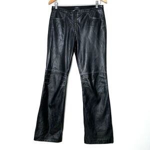 BCBG Max Azria Y2K 90’s Black Straight Leg Moto Buttery 100% Leather Pants